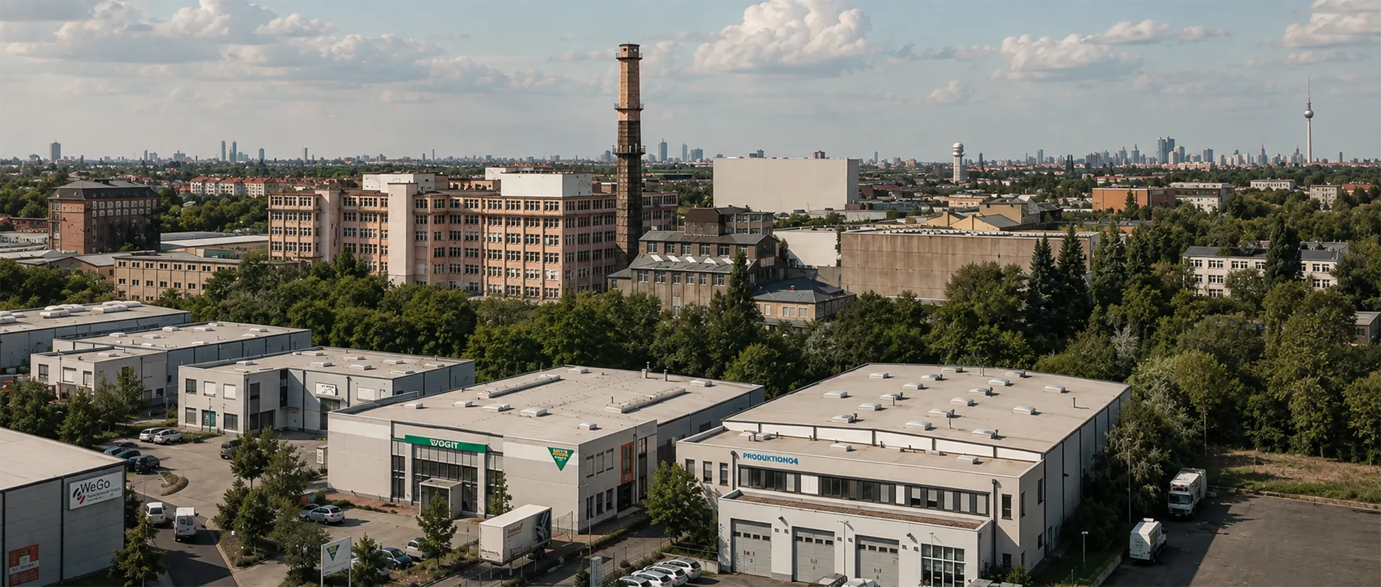 Panoramablick vom Ostflügel des GODU über Berlin-Tempelhof
